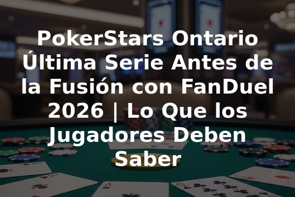 PokerStars Ontario Última Serie Antes de la Fusión con FanDuel 2026 | Lo Que los Jugadores Deben Saber