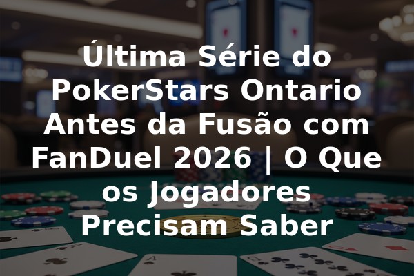 Última Série do PokerStars Ontario Antes da Fusão com FanDuel 2026 | O Que os Jogadores Precisam Saber