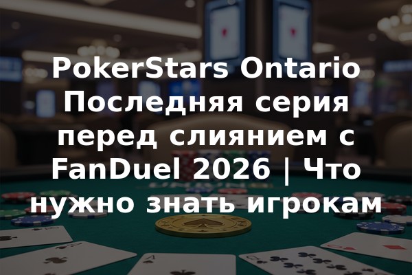 PokerStars Ontario Последняя серия перед слиянием с FanDuel 2026 | Что нужно знать игрокам