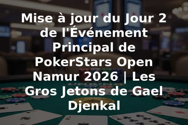Mise à jour du Jour 2 de l'Événement Principal de PokerStars Open Namur 2026 | Les Gros Jetons de Gael Djenkal