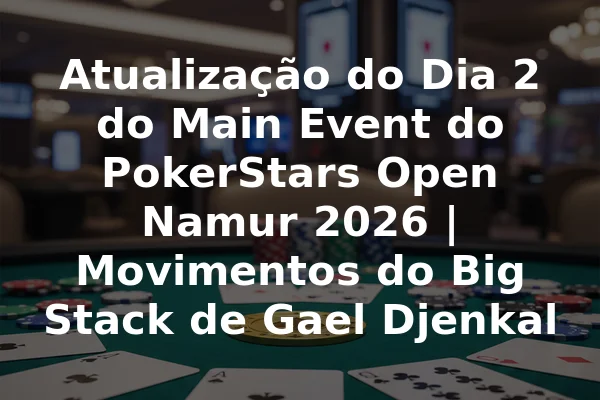 Atualização do Dia 2 do Main Event do PokerStars Open Namur 2026 | Movimentos do Big Stack de Gael Djenkal