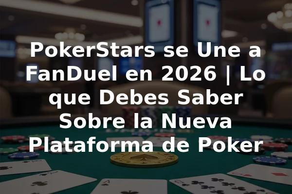 PokerStars se Une a FanDuel en 2026 | Lo que Debes Saber Sobre la Nueva Plataforma de Poker