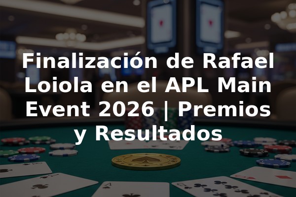 Finalización de Rafael Loiola en el APL Main Event 2026 | Premios y Resultados