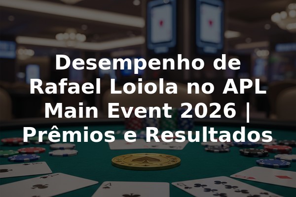 Desempenho de Rafael Loiola no APL Main Event 2026 | Prêmios e Resultados