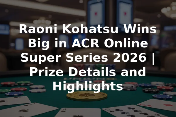 Raoni Kohatsu Wins Big in ACR Online Super Series 2026 | Prize Details and Highlights