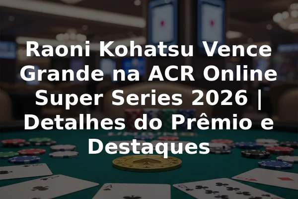 Raoni Kohatsu Vence Grande na ACR Online Super Series 2026 | Detalhes do Prêmio e Destaques