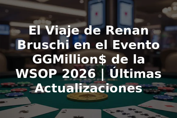 El Viaje de Renan Bruschi en el Evento GGMillion$ de la WSOP 2026 | Últimas Actualizaciones