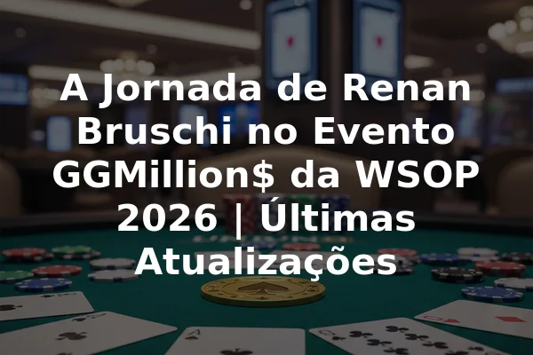 A Jornada de Renan Bruschi no Evento GGMillion$ da WSOP 2026 | Últimas Atualizações