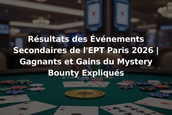 Résultats des Événements Secondaires de l'EPT Paris 2026 | Gagnants et Gains du Mystery Bounty Expliqués