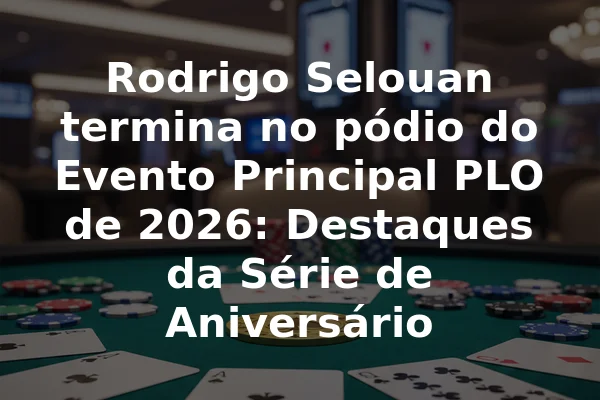 Rodrigo Selouan termina no pódio do Evento Principal PLO de 2026: Destaques da Série de Aniversário