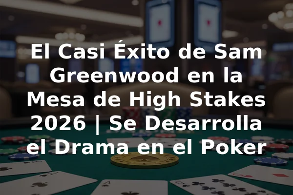 El Casi Éxito de Sam Greenwood en la Mesa de High Stakes 2026 | Se Desarrolla el Drama en el Poker