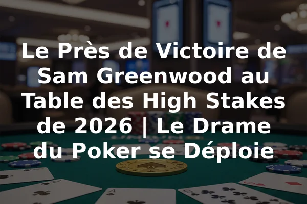 Le Près de Victoire de Sam Greenwood au Table des High Stakes de 2026 | Le Drame du Poker se Déploie