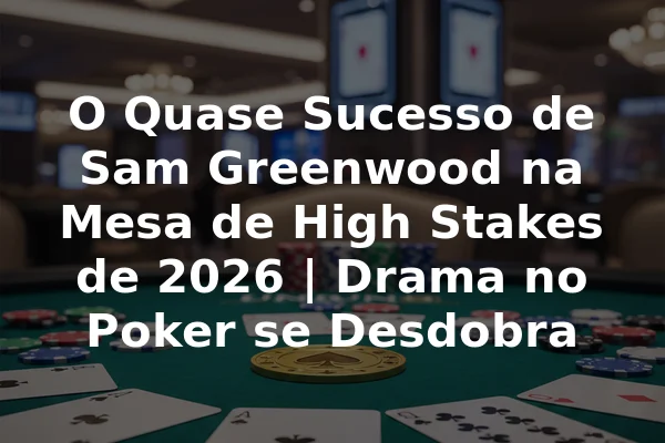 O Quase Sucesso de Sam Greenwood na Mesa de High Stakes de 2026 | Drama no Poker se Desdobra