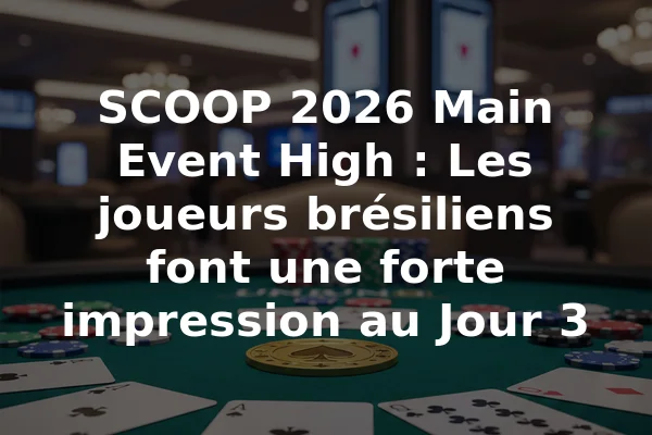 SCOOP 2026 Main Event High : Les joueurs brésiliens font une forte impression au Jour 3
