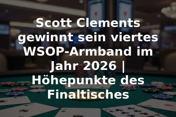 Scott Clements gewinnt sein viertes WSOP-Armband im Jahr 2026 | Höhepunkte des Finaltisches