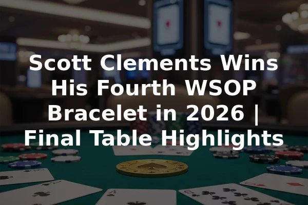 Scott Clements Wins His Fourth WSOP Bracelet in 2026 | Final Table Highlights