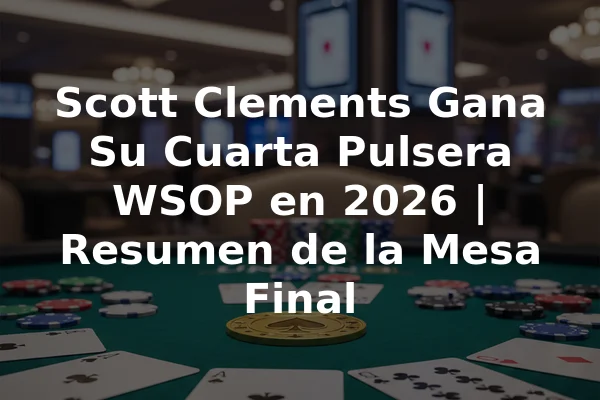 Scott Clements Gana Su Cuarta Pulsera WSOP en 2026 | Resumen de la Mesa Final