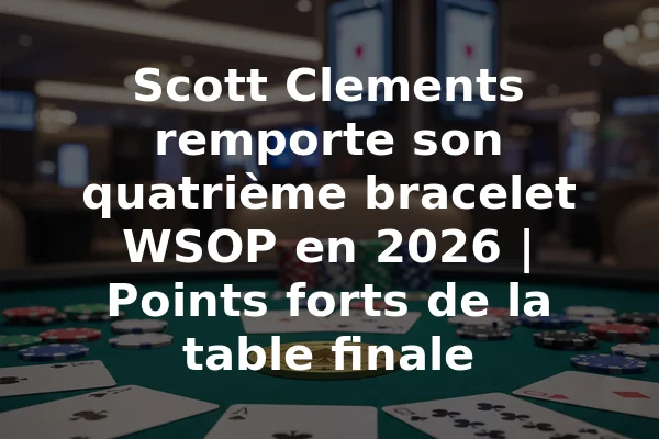 Scott Clements remporte son quatrième bracelet WSOP en 2026 | Points forts de la table finale