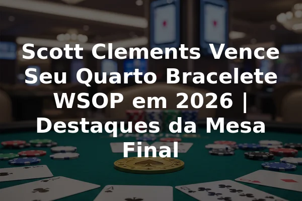 Scott Clements Vence Seu Quarto Bracelete WSOP em 2026 | Destaques da Mesa Final