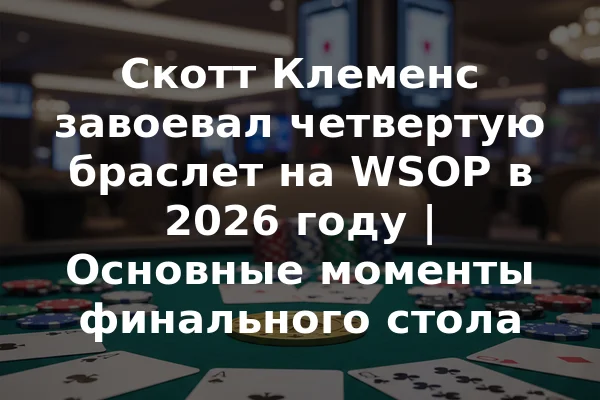 Скотт Клеменс завоевал четвертую браслет на WSOP в 2026 году | Основные моменты финального стола