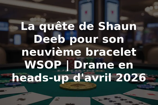 La quête de Shaun Deeb pour son neuvième bracelet WSOP | Drame en heads-up d'avril 2026