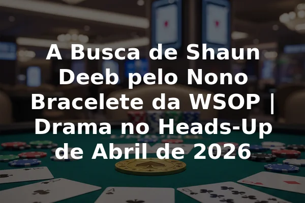 A Busca de Shaun Deeb pelo Nono Bracelete da WSOP | Drama no Heads-Up de Abril de 2026