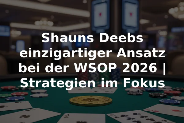 Shauns Deebs einzigartiger Ansatz bei der WSOP 2026 | Strategien im Fokus