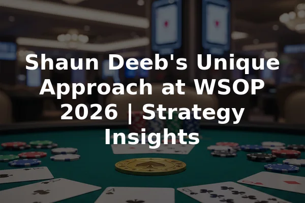 Shaun Deeb's Unique Approach at WSOP 2026 | Strategy Insights