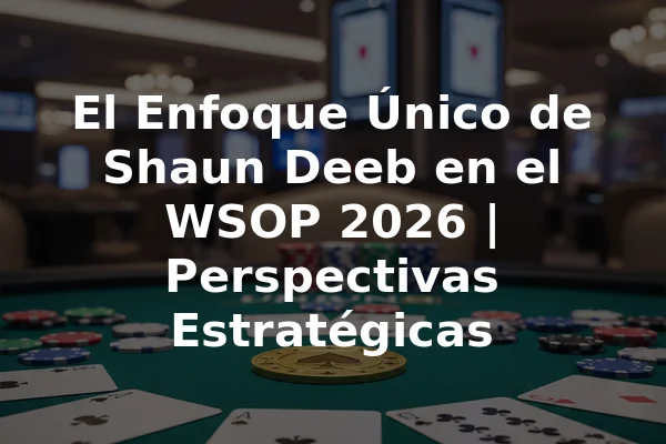 El Enfoque Único de Shaun Deeb en el WSOP 2026 | Perspectivas Estratégicas