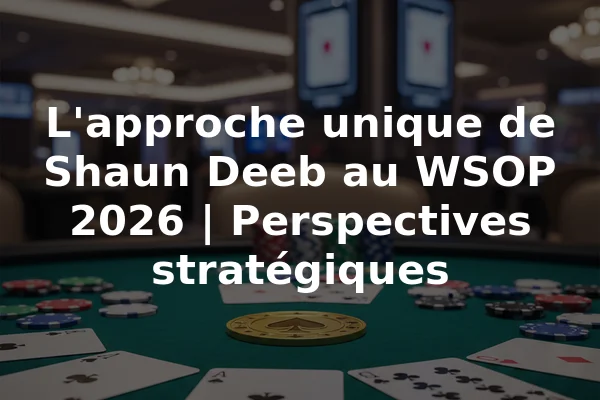 L'approche unique de Shaun Deeb au WSOP 2026 | Perspectives stratégiques