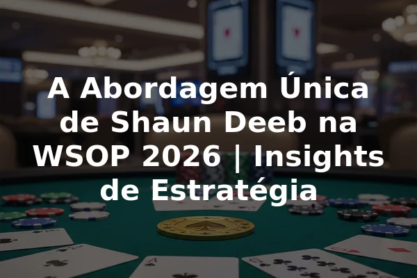 A Abordagem Única de Shaun Deeb na WSOP 2026 | Insights de Estratégia
