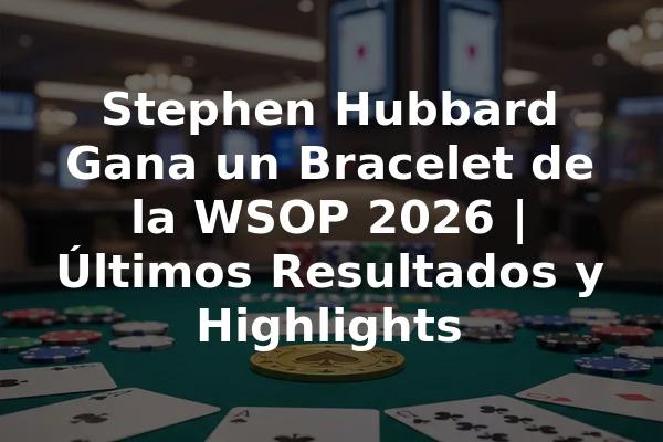 Stephen Hubbard Gana un Bracelet de la WSOP 2026 | Últimos Resultados y Highlights
