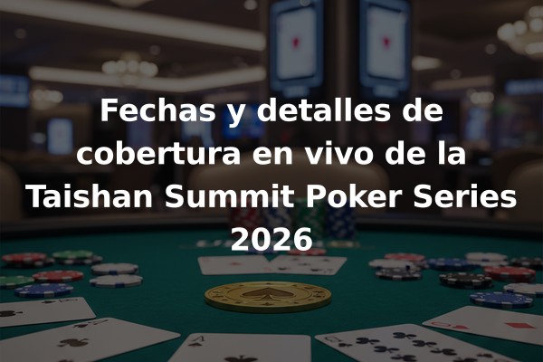 Fechas y detalles de cobertura en vivo de la Taishan Summit Poker Series 2026