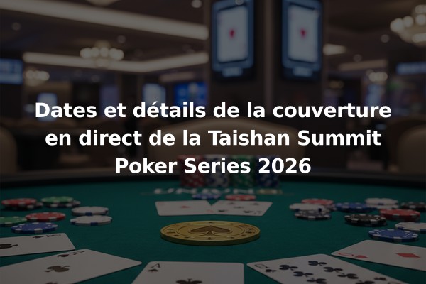 Dates et détails de la couverture en direct de la Taishan Summit Poker Series 2026