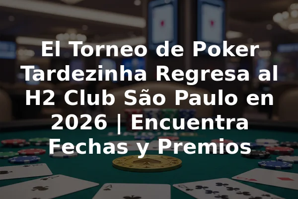 El Torneo de Poker Tardezinha Regresa al H2 Club São Paulo en 2026 | Encuentra Fechas y Premios
