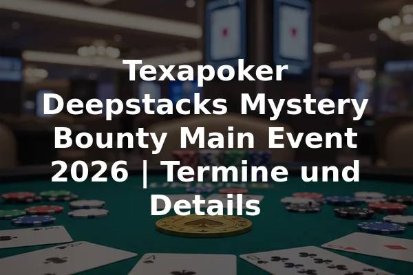 Texapoker Deepstacks Mystery Bounty Main Event 2026 | Termine und Details