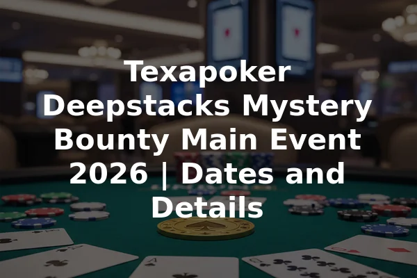 Texapoker Deepstacks Mystery Bounty Main Event 2026 | Dates and Details