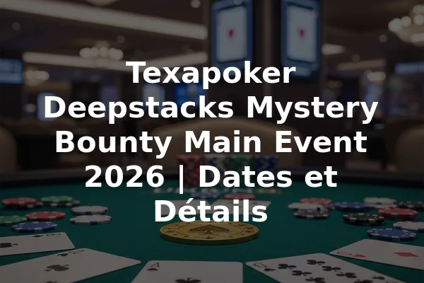 Texapoker Deepstacks Mystery Bounty Main Event 2026 | Dates et Détails