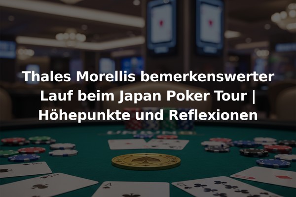 Thales Morellis bemerkenswerter Lauf beim Japan Poker Tour | Höhepunkte und Reflexionen