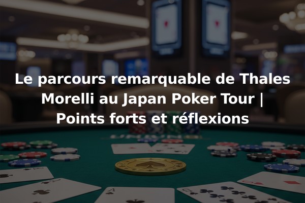 Le parcours remarquable de Thales Morelli au Japan Poker Tour | Points forts et réflexions