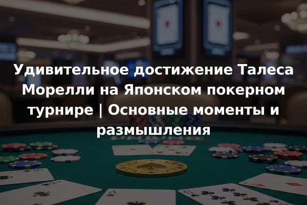 Удивительное достижение Талеса Морелли на Японском покерном турнире | Основные моменты и размышления