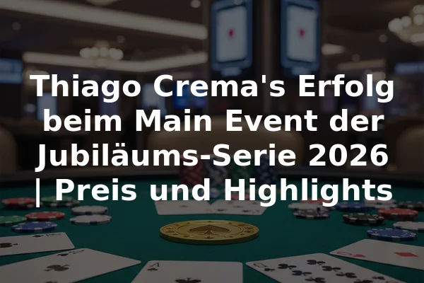 Thiago Crema's Erfolg beim Main Event der Jubiläums-Serie 2026 | Preis und Highlights