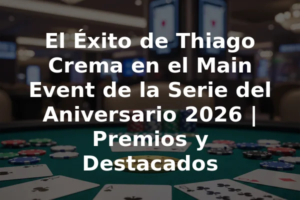 El Éxito de Thiago Crema en el Main Event de la Serie del Aniversario 2026 | Premios y Destacados