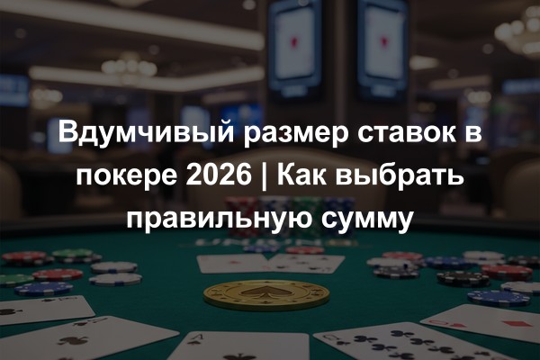 Вдумчивый размер ставок в покере 2026 | Как выбрать правильную сумму