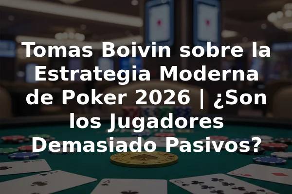 Tomas Boivin sobre la Estrategia Moderna de Poker 2026 | ¿Son los Jugadores Demasiado Pasivos?