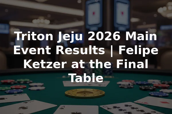 Triton Jeju 2026 Main Event Results | Felipe Ketzer at the Final Table