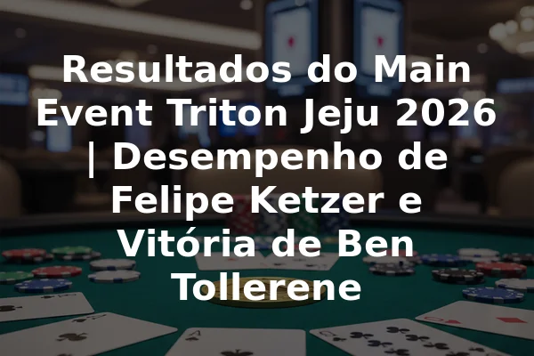 Resultados do Main Event Triton Jeju 2026 | Desempenho de Felipe Ketzer e Vitória de Ben Tollerene
