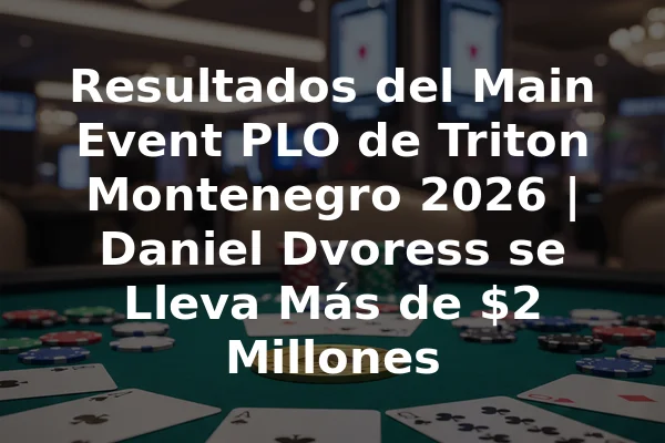 Resultados del Main Event PLO de Triton Montenegro 2026 | Daniel Dvoress se Lleva Más de $2 Millones