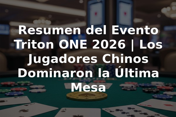 Resumen del Evento Triton ONE 2026 | Los Jugadores Chinos Dominaron la Última Mesa