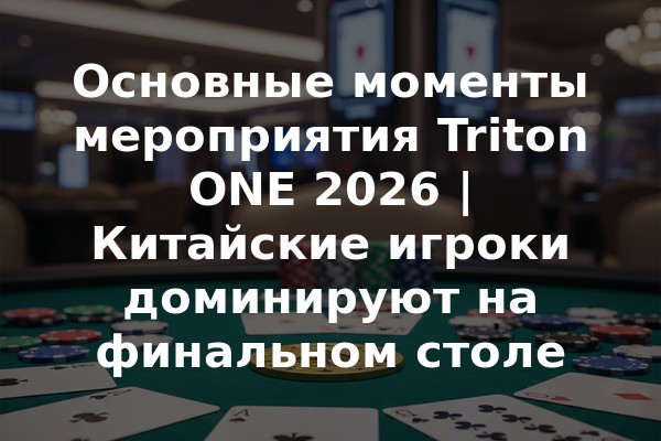 Основные моменты мероприятия Triton ONE 2026 | Китайские игроки доминируют на финальном столе